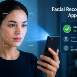 Facial recognition app in 2026 scanning a user’s face on smartphone with identity verification interface displayed in real time
