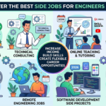 An infographic illustrating eight highly-rated side jobs for engineers in 2026, featuring freelancing, consulting, and teaching.