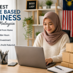 Best Home Based Business in Malaysia 2026 – woman working on laptop with packages at home office