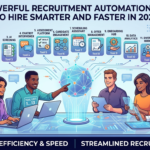 Recruitment automation tools dashboard showing candidate tracking and hiring workflow