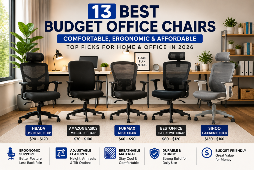 best budget office chairs in a modern workspace with ergonomic design and comfortable seating for home office setup